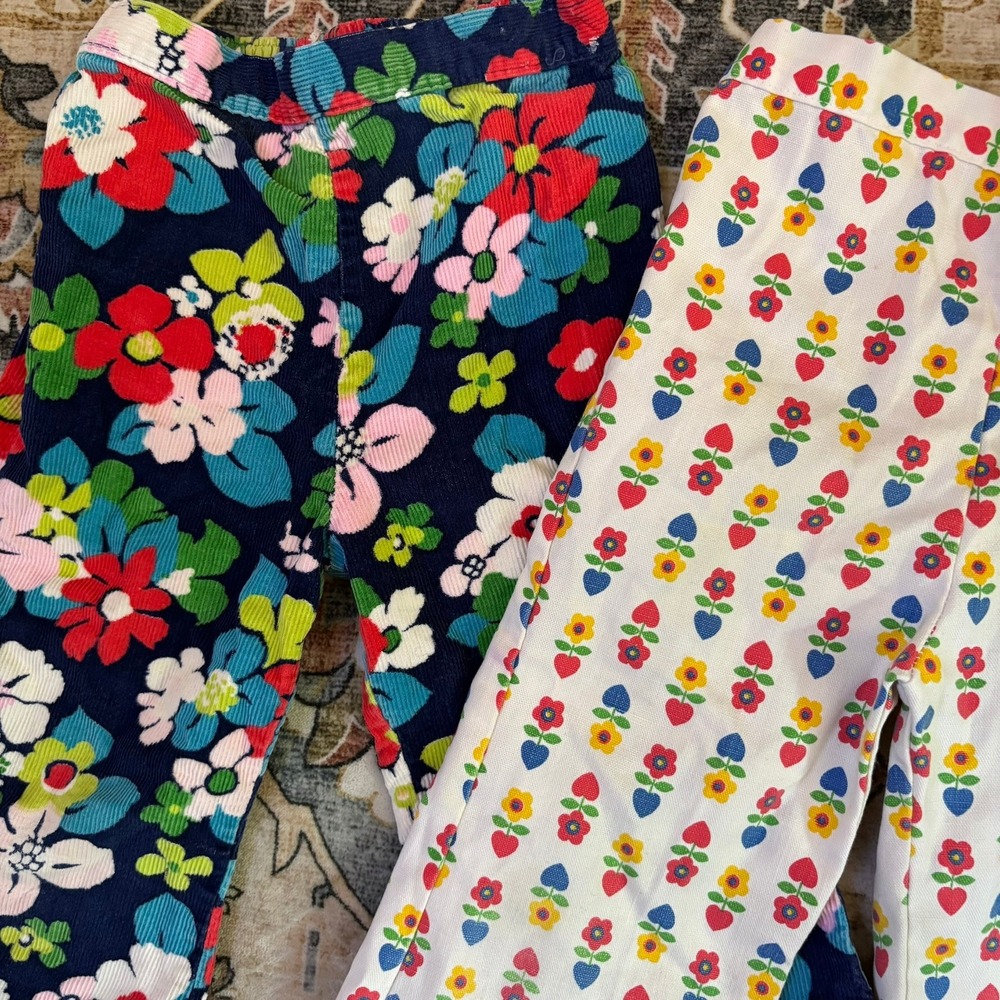 Vintage Girls 70s Clothing Lot 7pc Colorful Heart Button Flare Pants Tops Dress - Picture 4 of 16